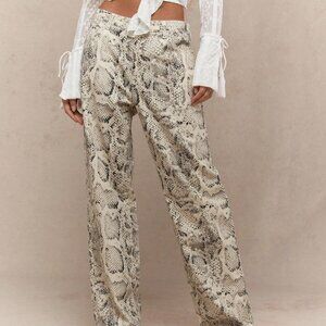 Multicolor Casual Women's Western Snake Print Wide Leg Jeans